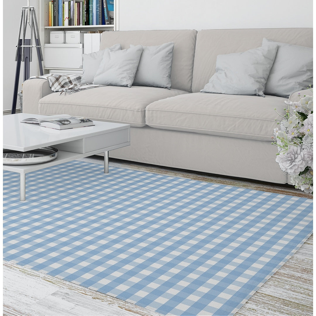 BLUE GINGHAM DREAM Area Rug by Kavka Designs