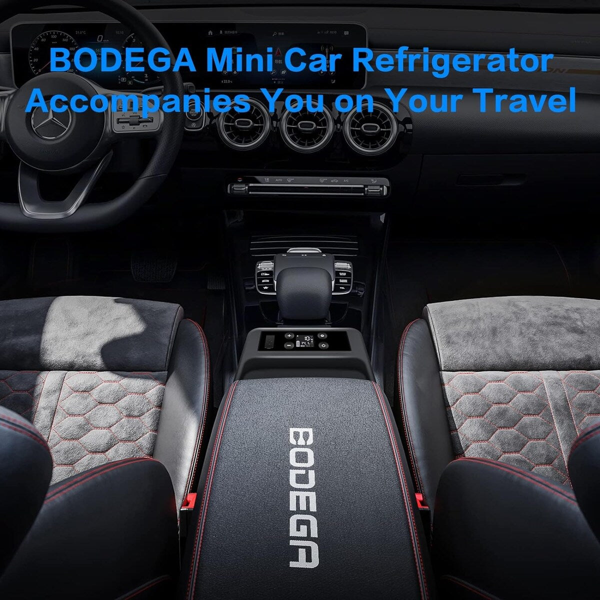 BODEGA 12 Volt Refrigerator,16 Quart (15L) Car Fridge,Portable Refrigerator (5℉-68℉),12/24V DC for Outdoor,Vehicles