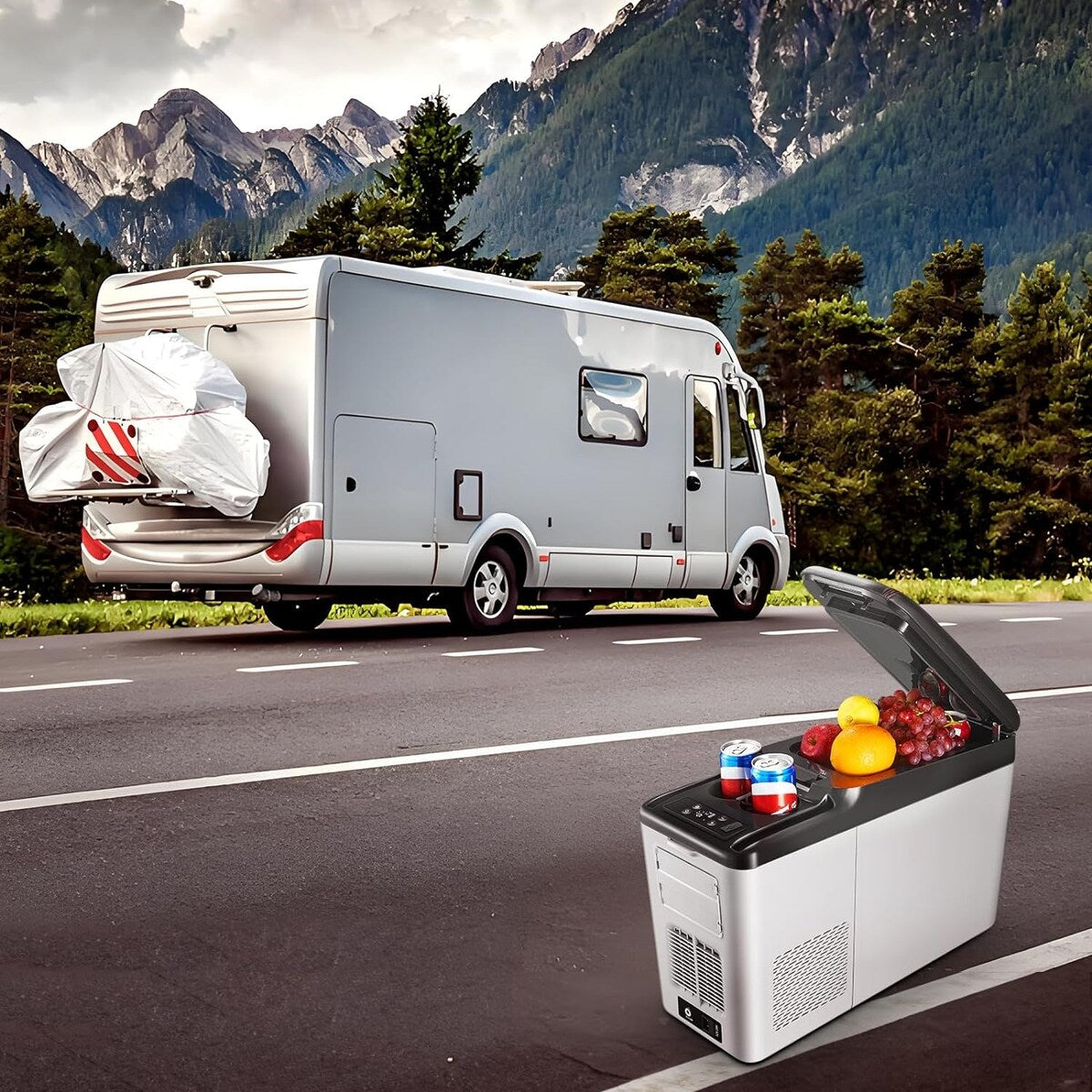 BODEGA 12 Volt Refrigerator,16 Quart (15L) Car Fridge,Portable Refrigerator (5℉-68℉),12/24V DC for Outdoor,Vehicles