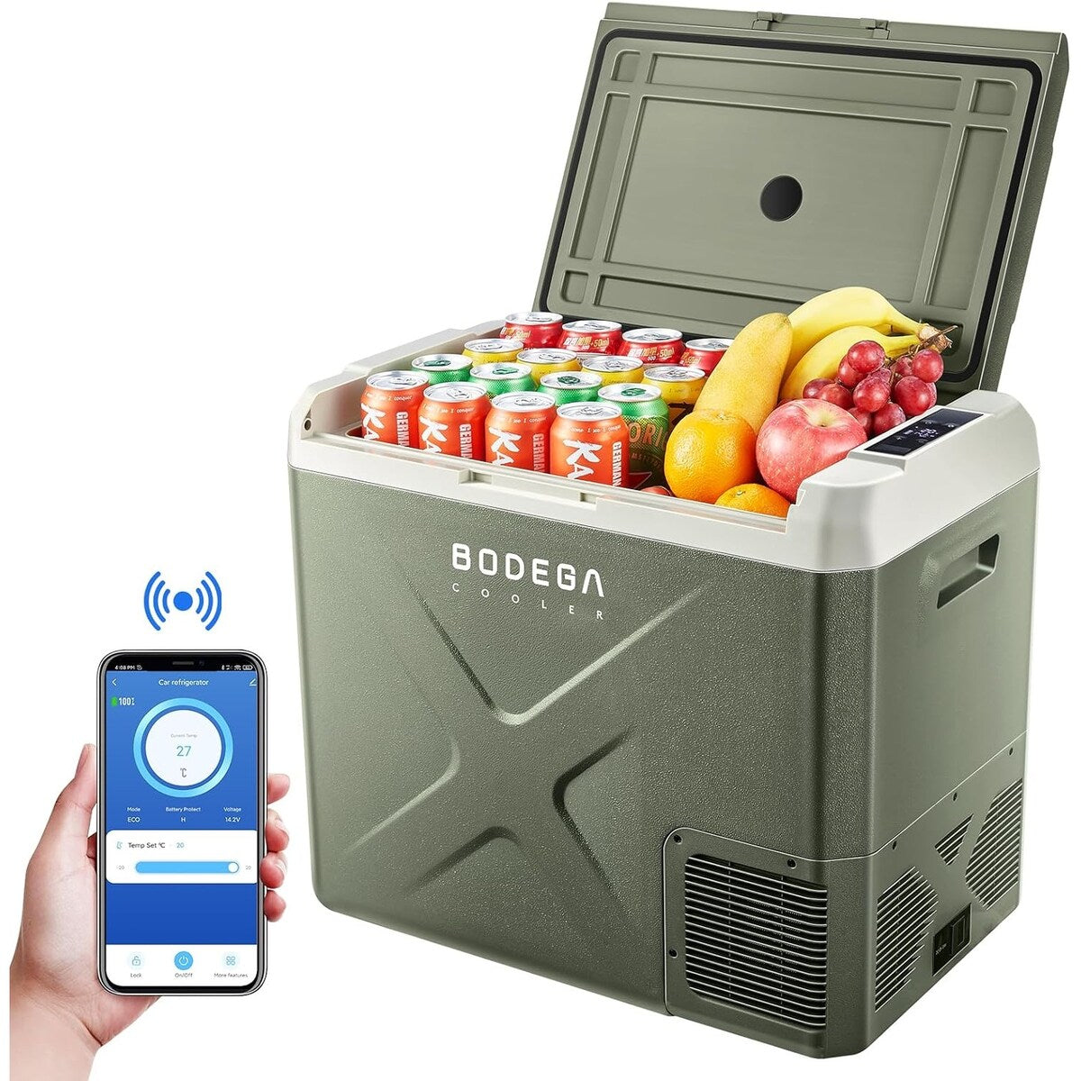 Bodega 12 Volt Car Refrigerator Electric Cooler Portable Freezer WiFi App Control Car Fridge 4 F 68 F 14.37 x 23.74 x 20.16 Inches