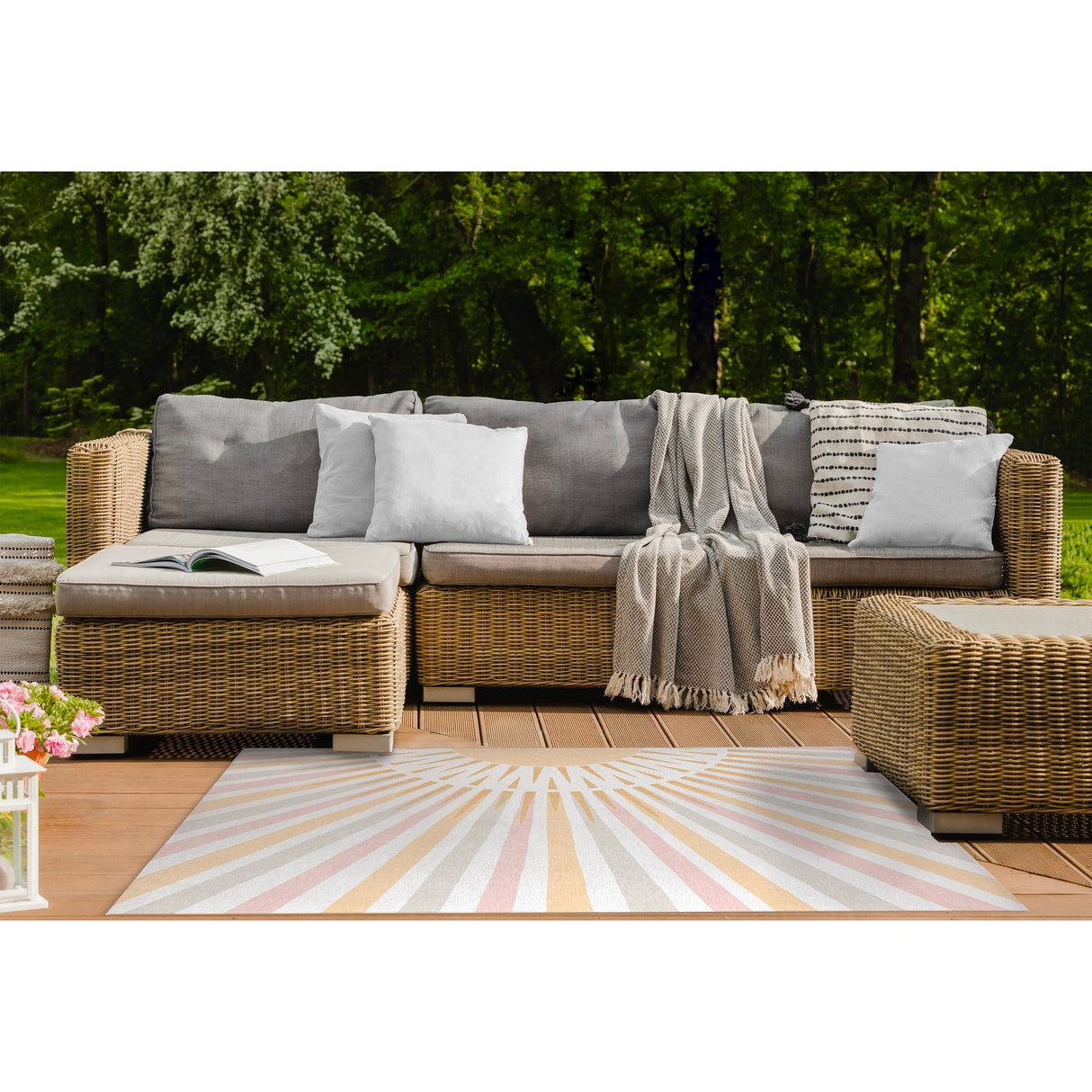 BOHO SUNBURST PEACH Outdoor Rug By Kavka Designs