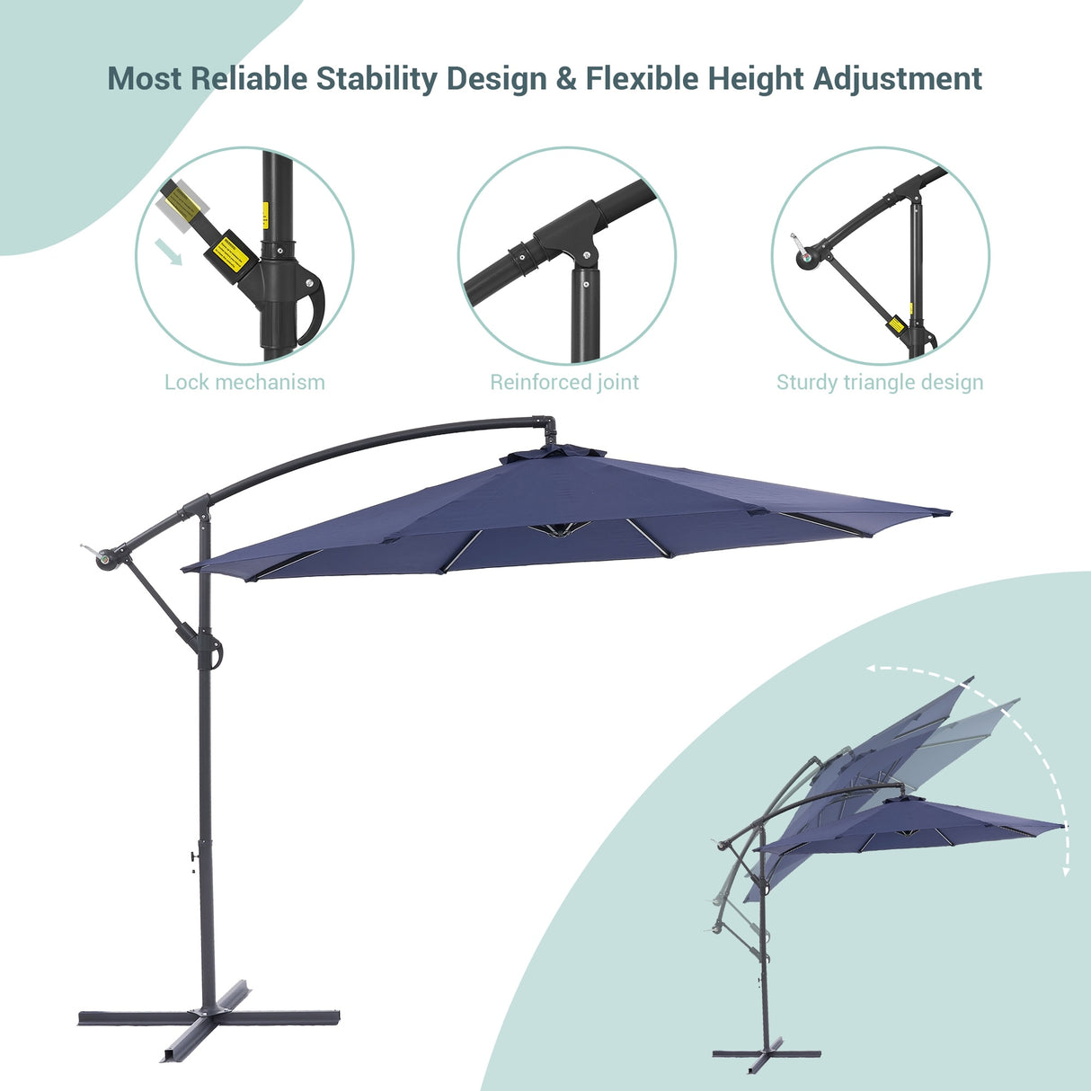 BONOSUKI 10ft Patio Umbrella,Hanging Market Umbrellas w/Tilt Adjustment