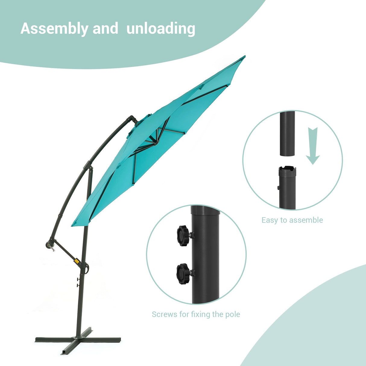BONOSUKI 10ft Patio Umbrella,Hanging Market Umbrellas w/Tilt Adjustment