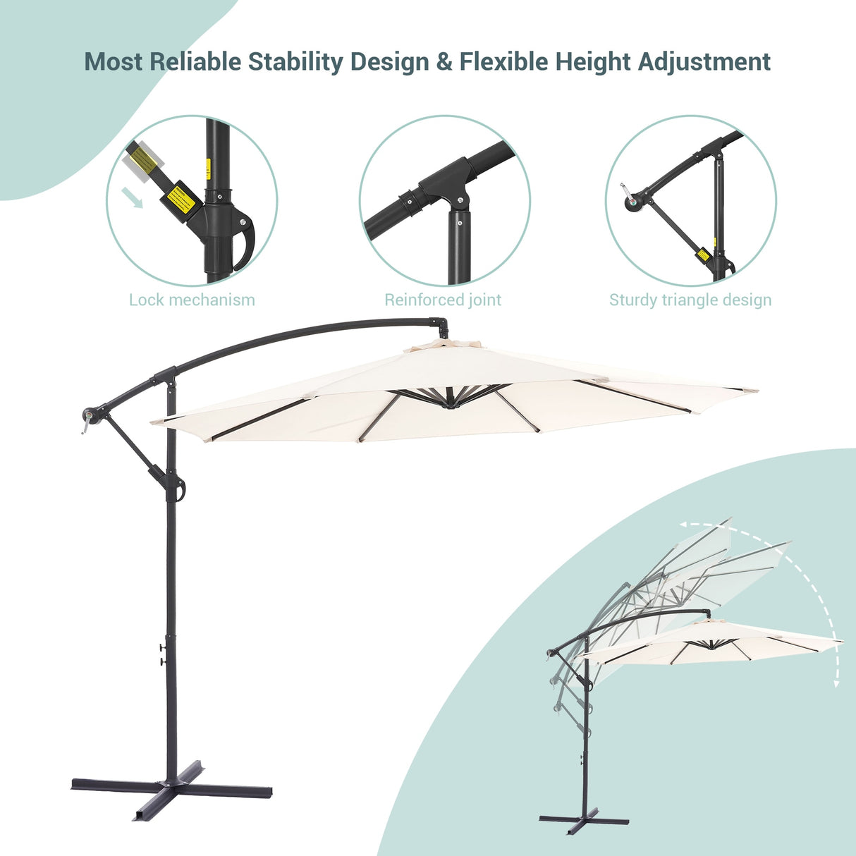 BONOSUKI 10ft Patio Umbrella,Hanging Market Umbrellas w/Tilt Adjustment
