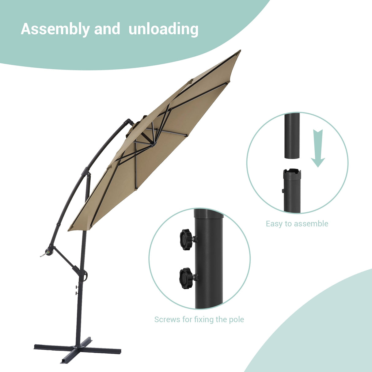 BONOSUKI 10ft Patio Umbrella,Hanging Market Umbrellas w/Tilt Adjustment