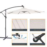 BONOSUKI 10ft Patio offset Umbrella Hanging Umbrella With LED Lights