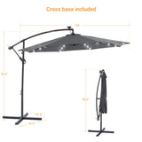 BONOSUKI 10ft Patio offset Umbrella Hanging Umbrella With LED Lights