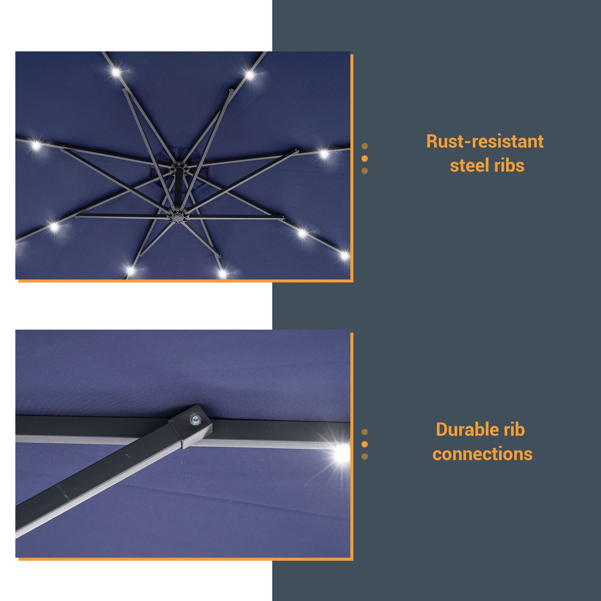 BONOSUKI 10ft Patio offset Umbrella Hanging Umbrella With LED Lights