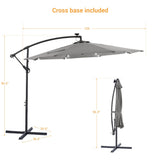 BONOSUKI 10ft Patio offset Umbrella Hanging Umbrella With LED Lights