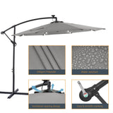 BONOSUKI 10ft Patio offset Umbrella Hanging Umbrella With LED Lights