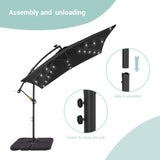 BONOSUKI 8.2Ft Solar Powered Cantilever Patio Umbrella With Base