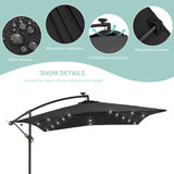BONOSUKI 8.2Ft Solar Powered Cantilever Patio Umbrella With Base