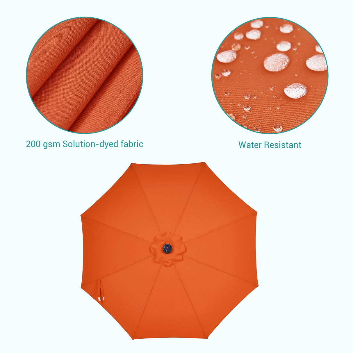 BONOSUKI 9ft Patio Solar Umbrella LED Patio Market Steel Tilt w/Crank