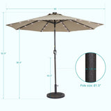 BONOSUKI 9ft Patio Solar Umbrella LED Patio Market Steel Tilt w/Crank