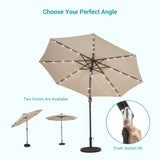 BONOSUKI 9ft Patio Solar Umbrella LED Patio Market Steel Tilt w/Crank