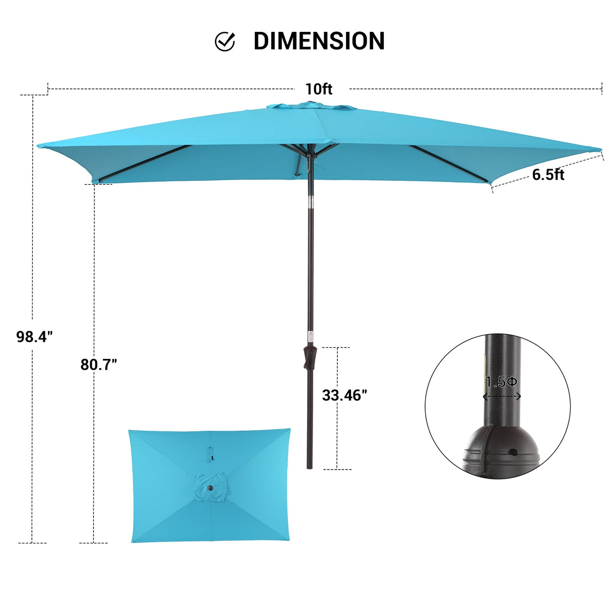 BONOSUKI Aluminum Patio 10x6.5ft Market Umbrellas Table Umbrella