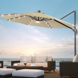 BONOSUKI LED 10FT Patio Cantilever 360 Roration Offset Umbrella