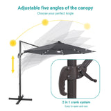 BONOSUKI LED 10FT Patio Cantilever 360 Roration Offset Umbrella