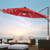 BONOSUKI LED 10FT Patio Cantilever 360 Roration Offset Umbrella