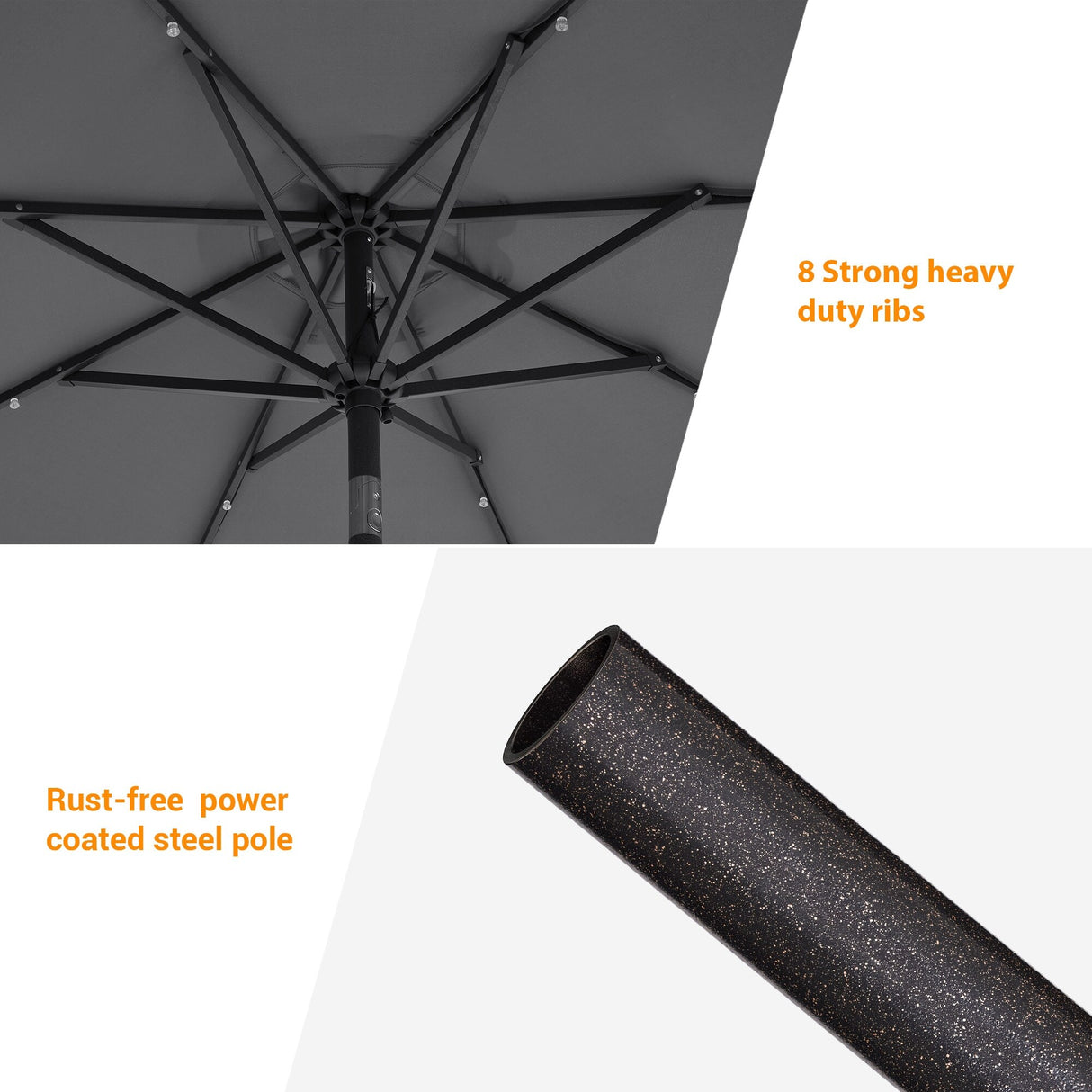 BONOSUKI LED Patio 9Ft Market Umbrella,Outside Deck Table Umbrella