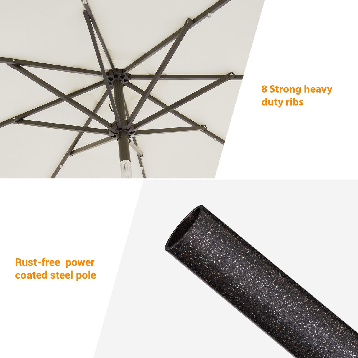 BONOSUKI LED Patio 9Ft Market Umbrella,Outside Deck Table Umbrella