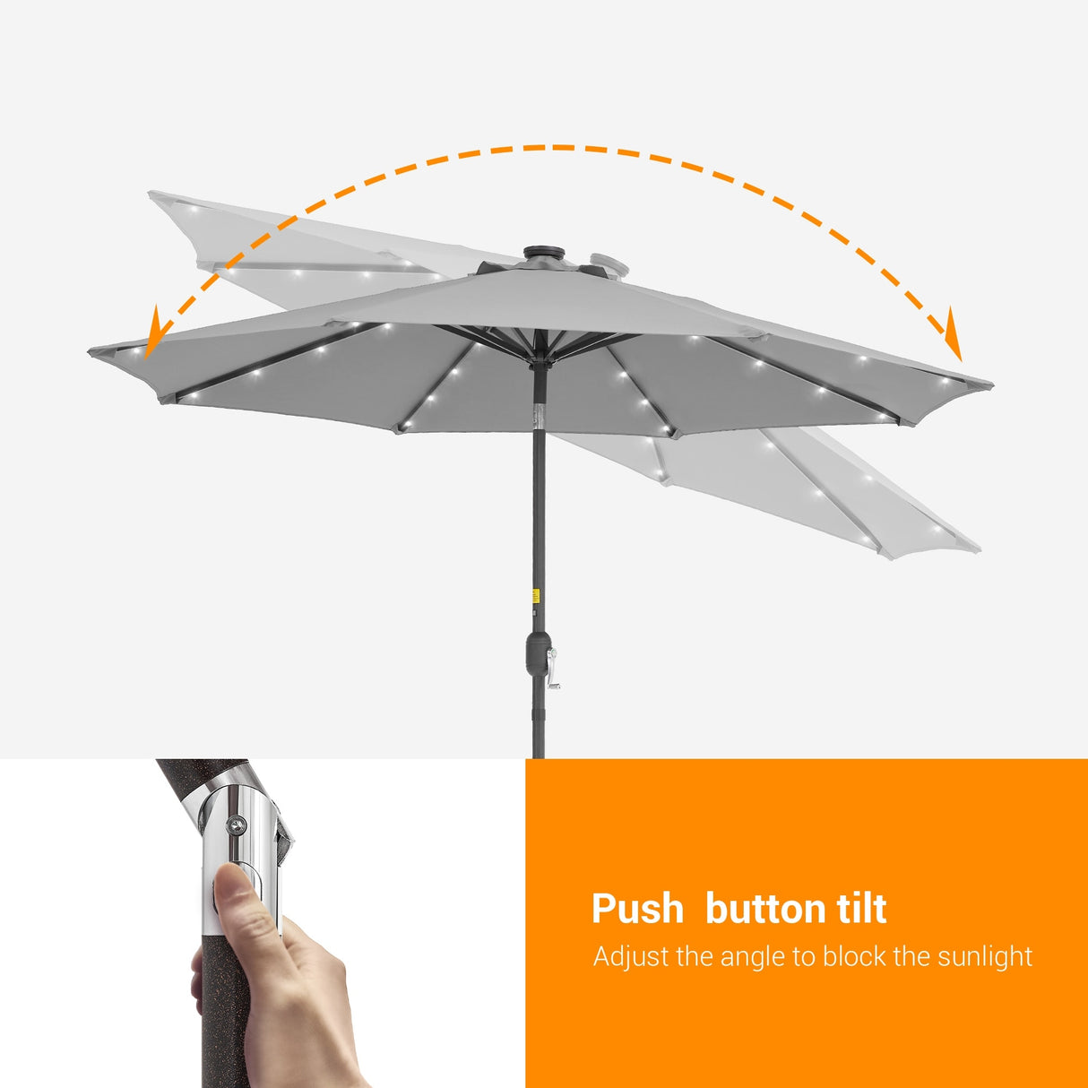 BONOSUKI LED Patio 9Ft Market Umbrella,Outside Deck Table Umbrella