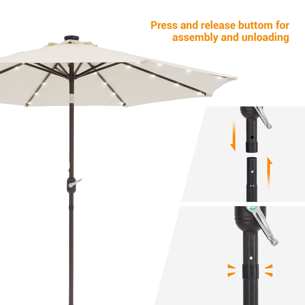 BONOSUKI LED Patio 9Ft Market Umbrella,Outside Deck Table Umbrella