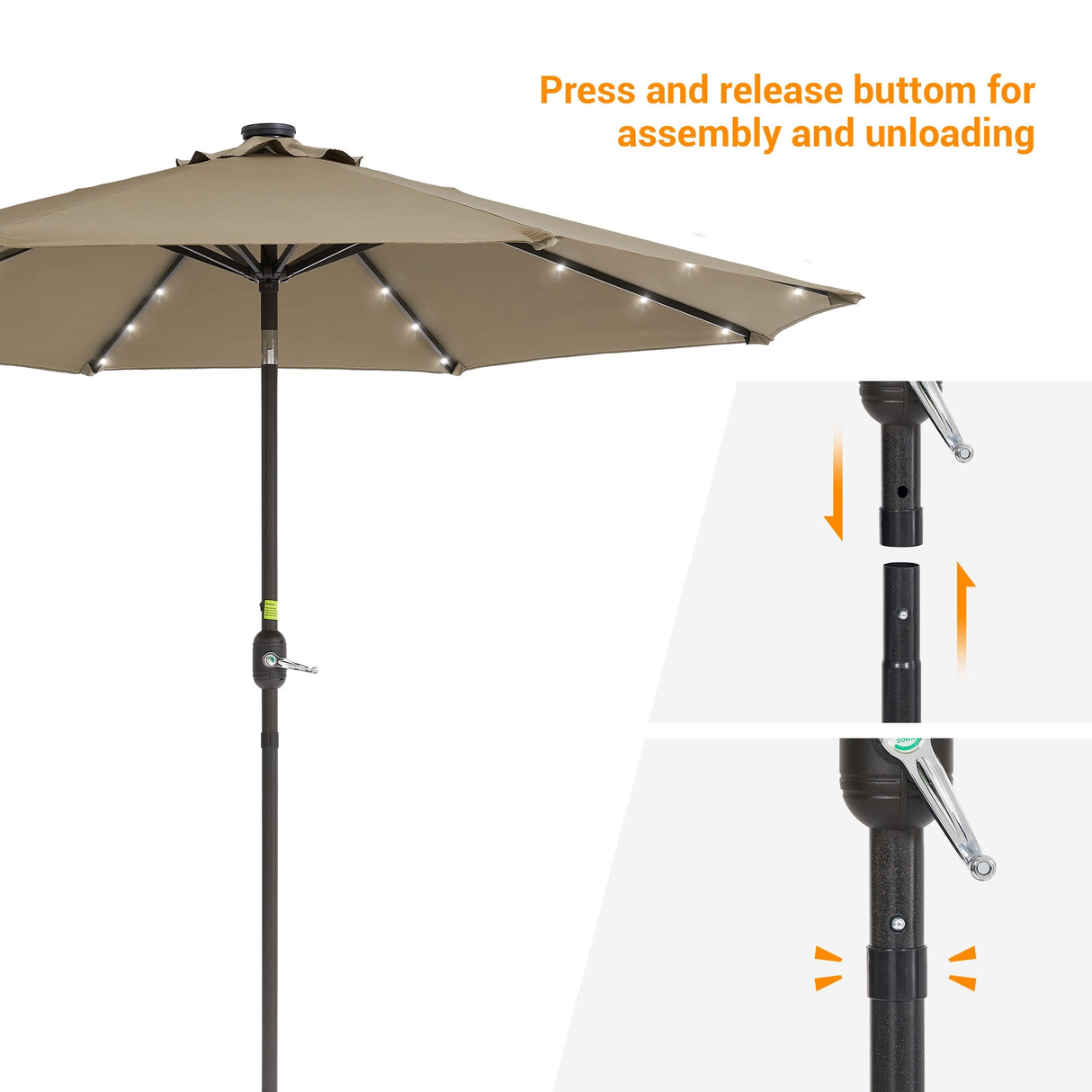 BONOSUKI LED Patio 9Ft Market Umbrella,Outside Deck Table Umbrella