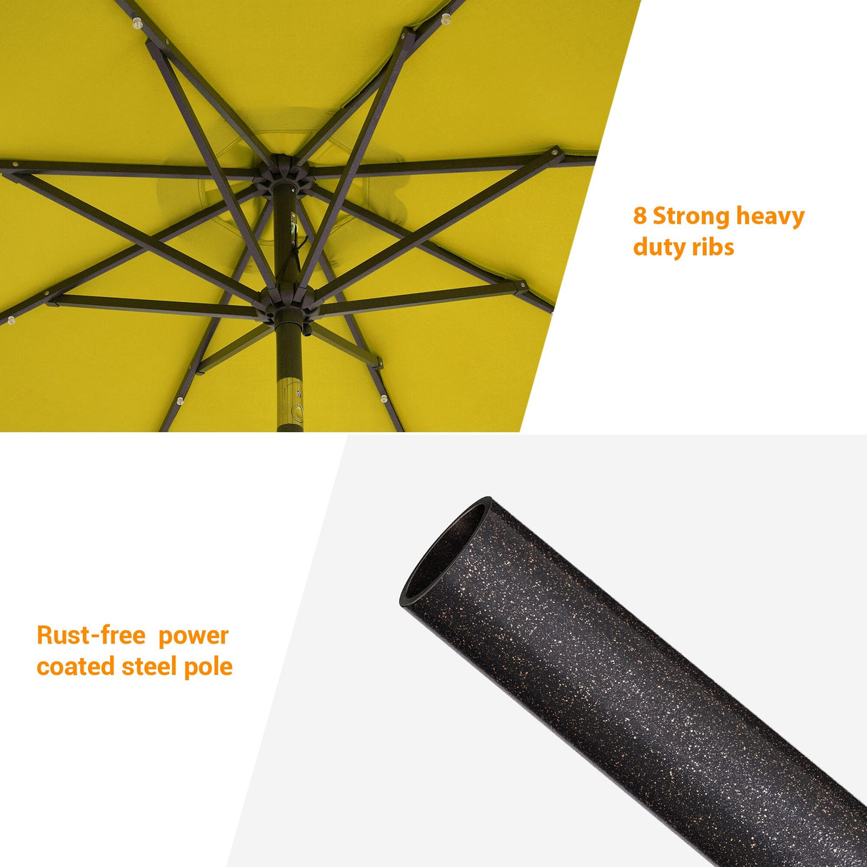 BONOSUKI LED Patio 9Ft Market Umbrella,Outside Deck Table Umbrella