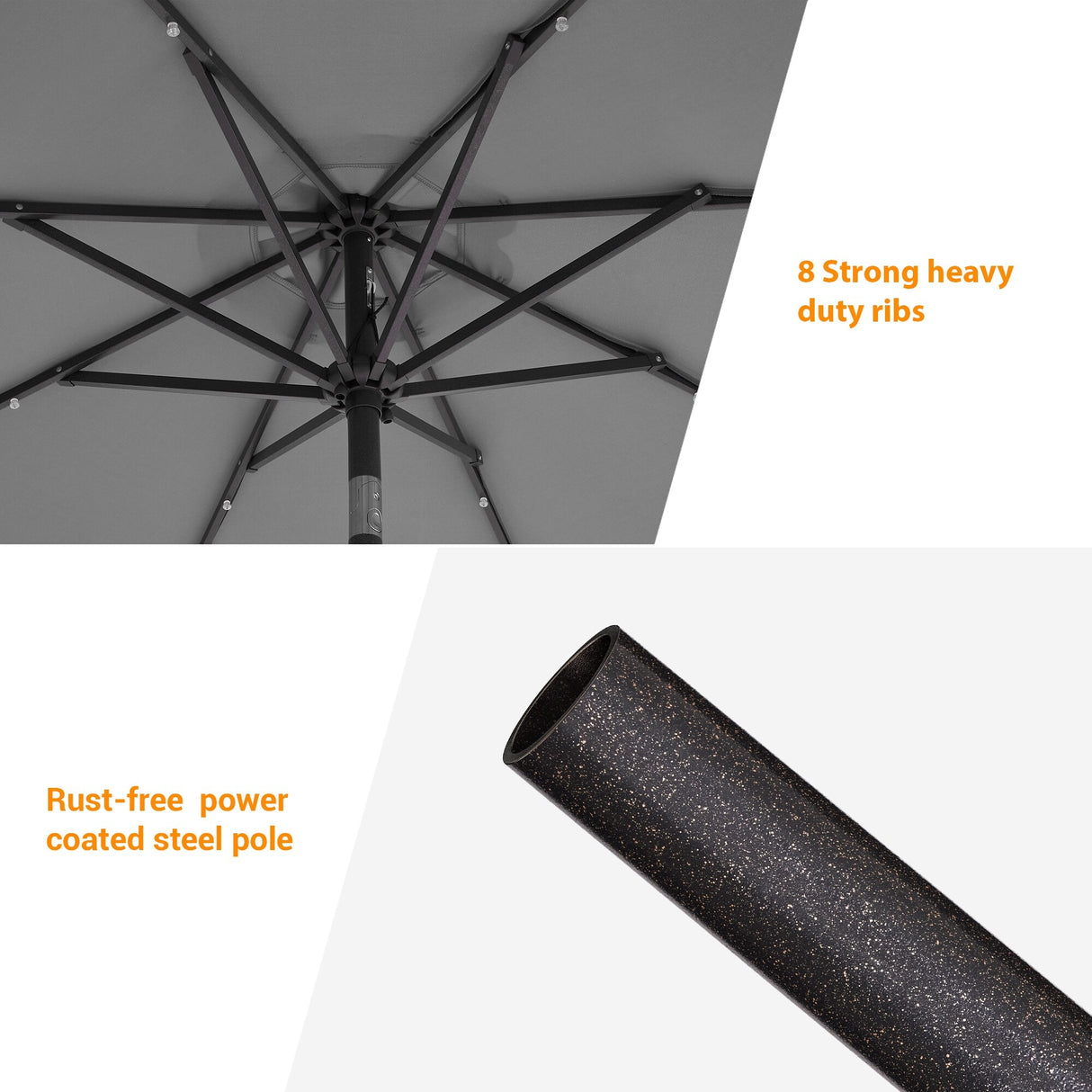 BONOSUKI LED Patio 9Ft Market Umbrella,Outside Deck Table Umbrella