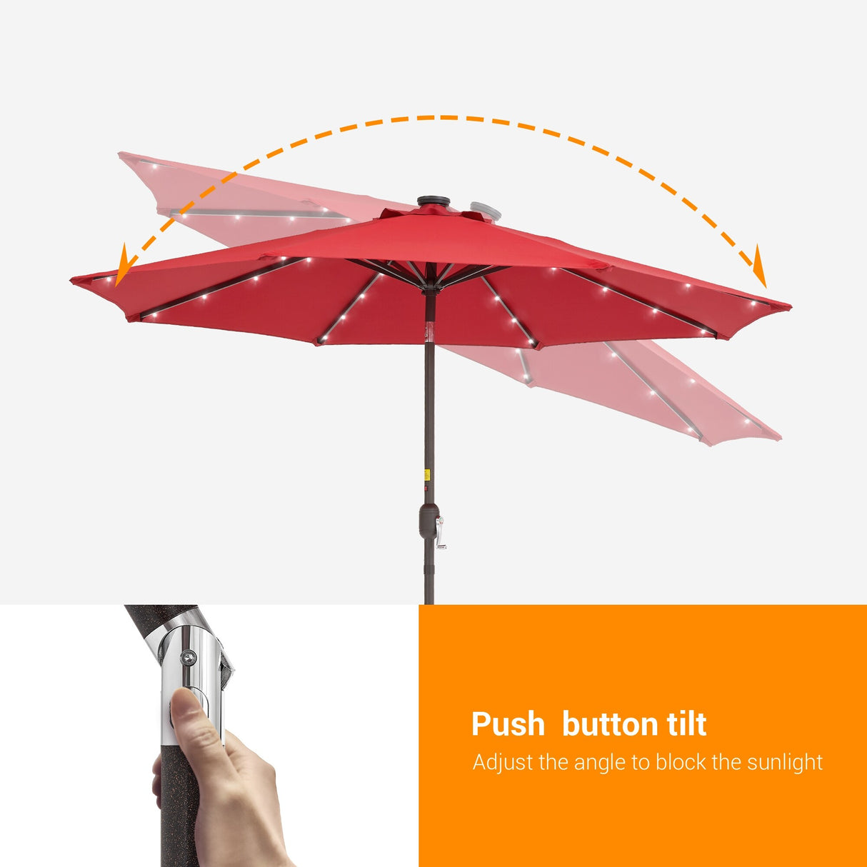 BONOSUKI LED Patio 9Ft Market Umbrella,Outside Deck Table Umbrella