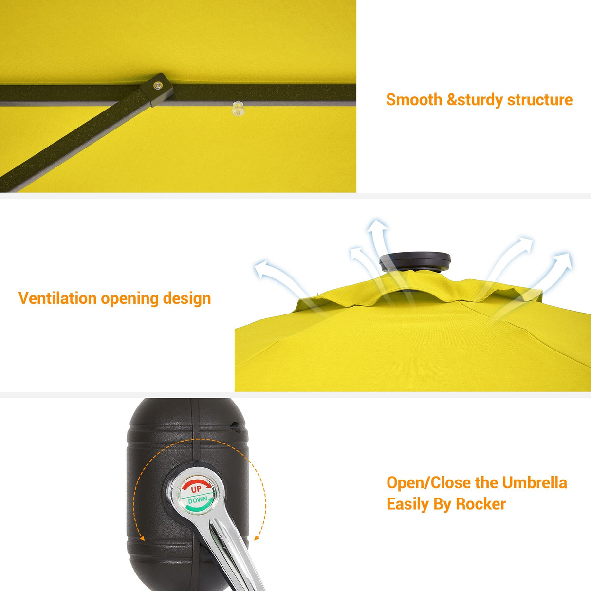 BONOSUKI LED Patio 9Ft Market Umbrella,Outside Deck Table Umbrella