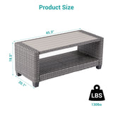 BONOSUKI Outdoor PE Rattan Side Table,Rectangular Coffee HIPS Tabletop