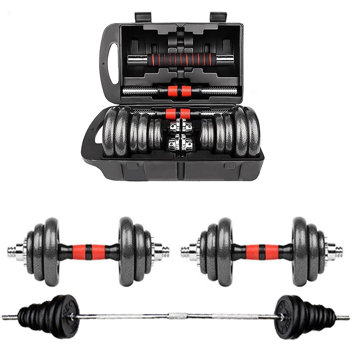 BOSCARE 66 lbs. Adjustable Dumbbells Barbell Weights Set with Bar