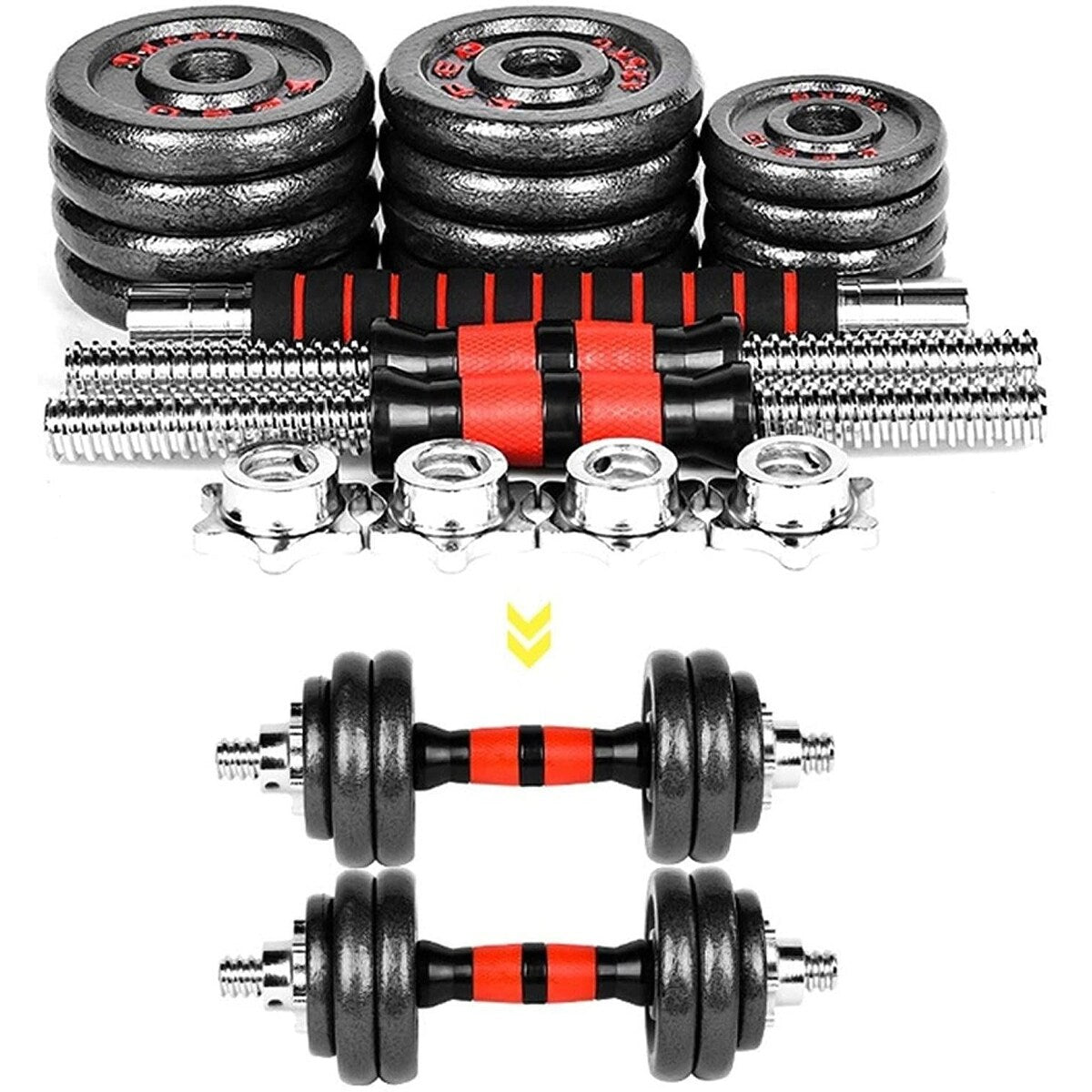 BOSCARE 66 lbs. Adjustable Dumbbells Barbell Weights Set with Bar