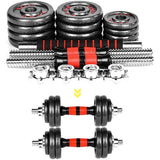 BOSCARE 66 lbs. Adjustable Dumbbells Barbell Weights Set with Bar