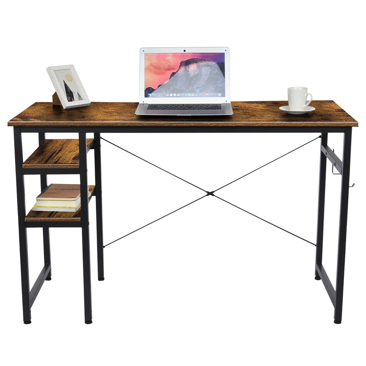 BOSCARE Home Office Desk Workstation Table w/Shelves & Hooks
