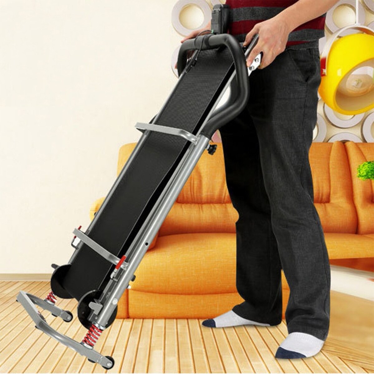 BOSCARE Mini Folding Walking Machine Manual Treadmill Shock-Absorbing
