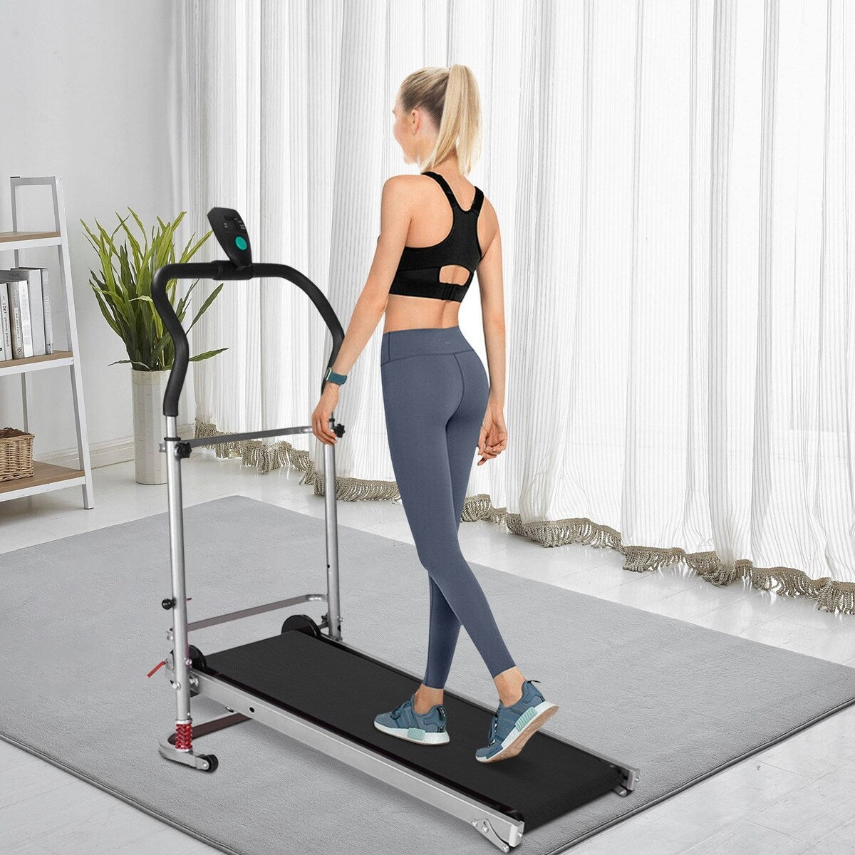 BOSCARE Mini Folding Walking Machine Manual Treadmill Shock-Absorbing