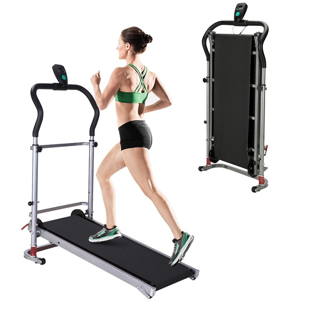 BOSCARE Mini Folding Walking Machine Manual Treadmill Shock-Absorbing