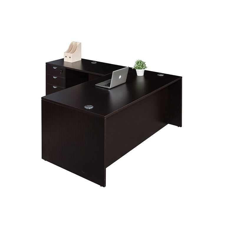 BOSS 71-inch L-Shape Corner Executive Desk with File Pedestal