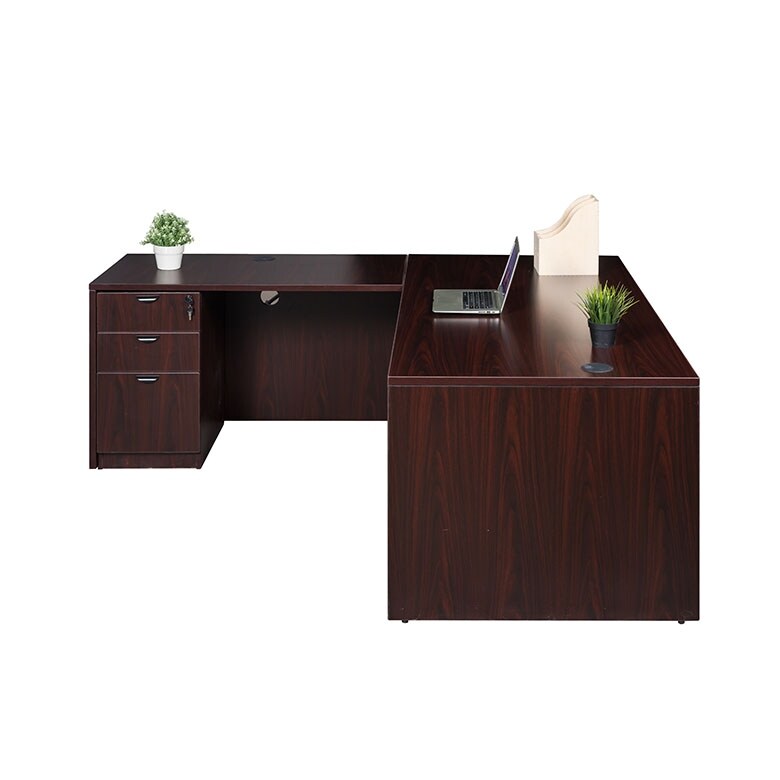 BOSS 71-inch L-Shape Corner Executive Desk with File Pedestal
