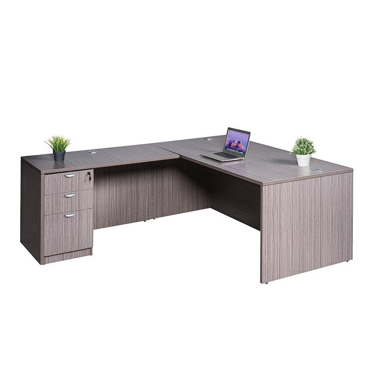 BOSS 71-inch L-Shape Corner Executive Desk with File Pedestal
