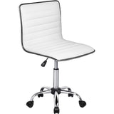BOSSIN Adjustable Home Office Chair, Mid-Back Armless Ribbed Swivel Task Chair,Vanity Chair for Small Space, Livingroom Make-up