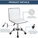 BOSSIN Adjustable Home Office Chair, Mid-Back Armless Ribbed Swivel Task Chair,Vanity Chair for Small Space, Livingroom Make-up