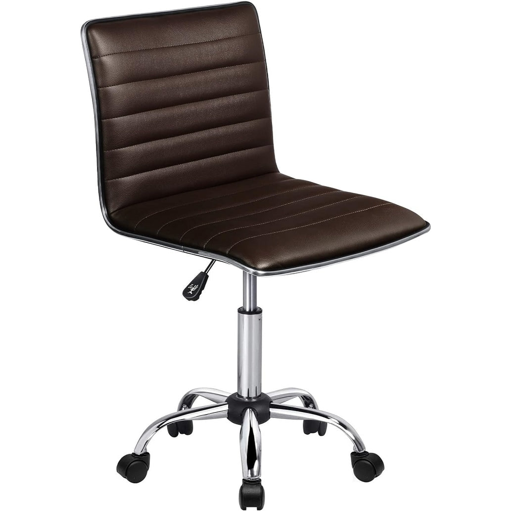 BOSSIN Adjustable Home Office Chair, Mid-Back Armless Ribbed Swivel Task Chair,Vanity Chair for Small Space, Livingroom Make-up