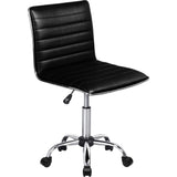 BOSSIN Adjustable Home Office Chair, Mid-Back Armless Ribbed Swivel Task Chair,Vanity Chair for Small Space, Livingroom Make-up