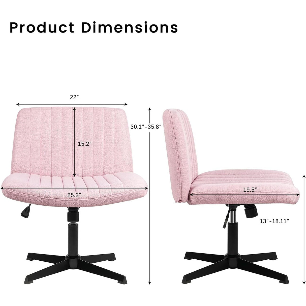 BOSSIN Criss Cross Chair Armless Office Desk Chair No Wheels,Fabric Padded Modern Swivel Vanity Chair office chair