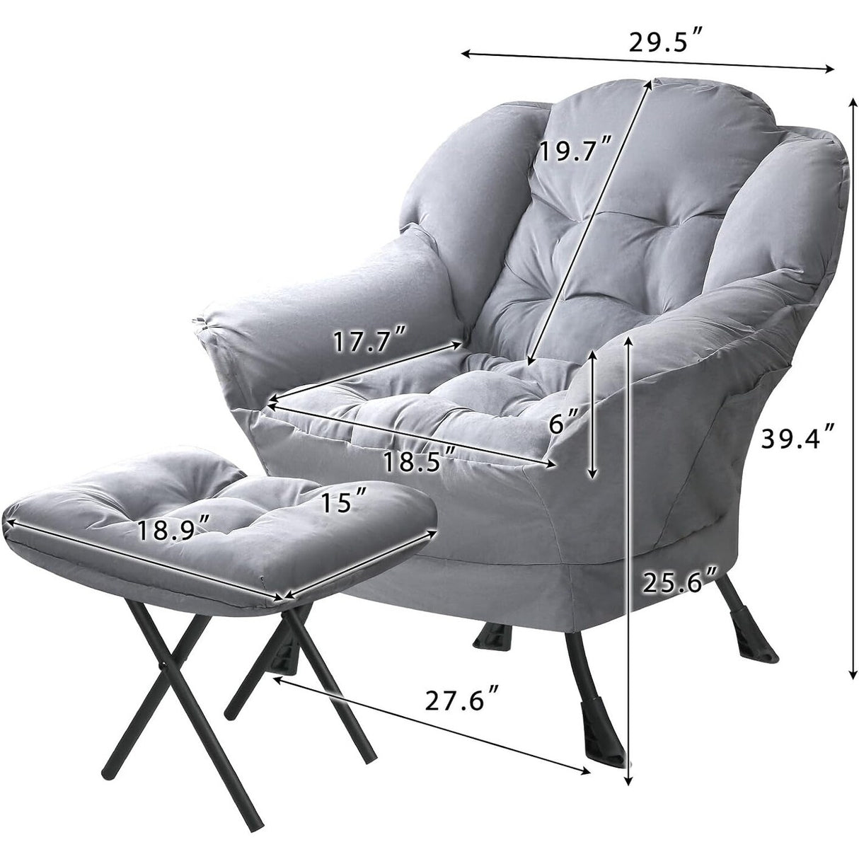 BOSSIN Fabric Lazy Chair for Adults,Modern Comfortable Chair,Accent Lounge Chair for Living Room,Upholstered Single Sofa Chair