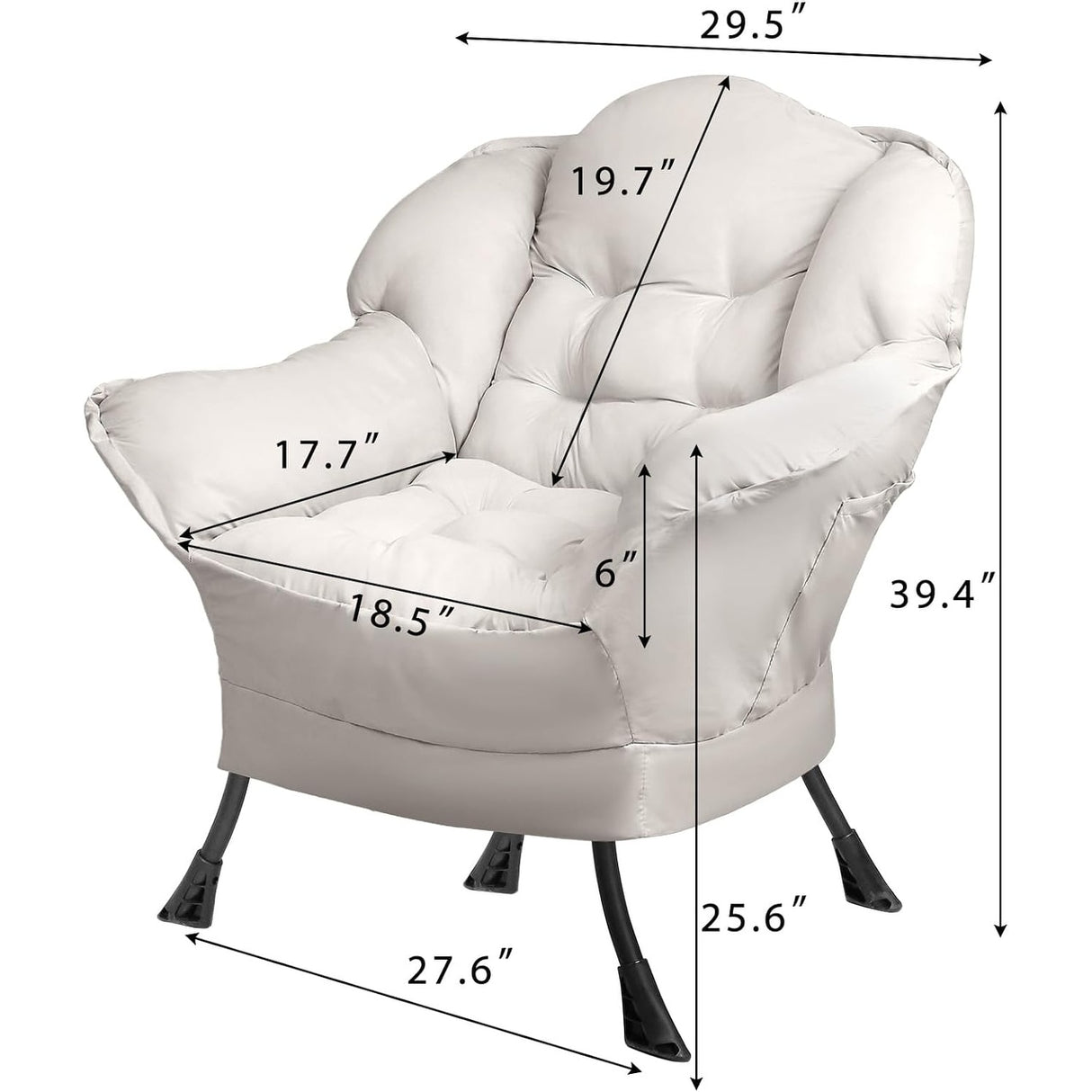 BOSSIN Fabric Lazy Chair for Adults,Modern Comfortable Chair,Accent Lounge Chair for Living Room,Upholstered Single Sofa Chair